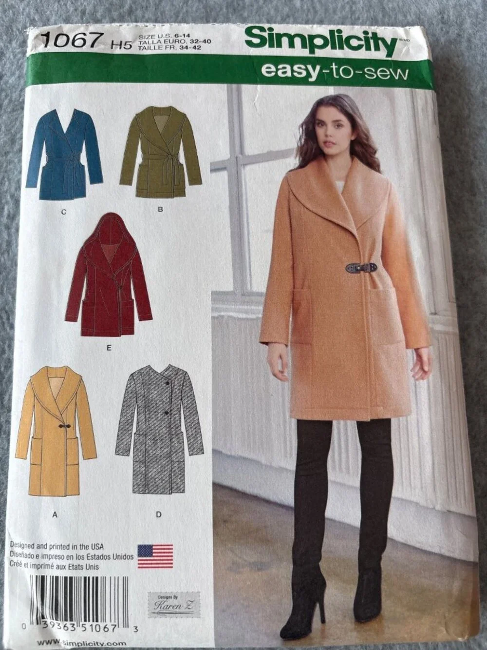 Simplicity 1067 Sewing Pattern Misses Coats/Jackets Size 6 8 10 12 14 Uncut